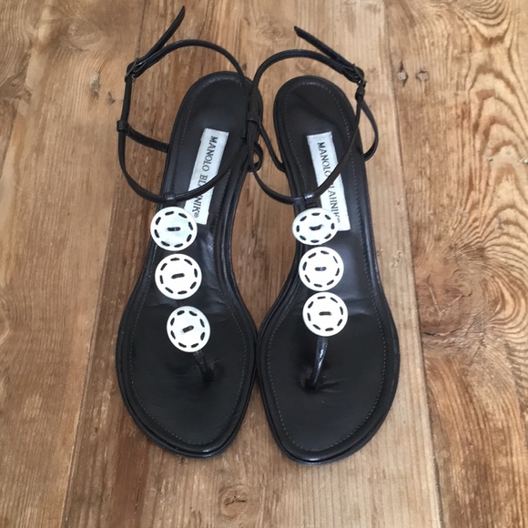 Manolo Blahnik Shoes - Manolo Blahnik black mother of pearl  sandals